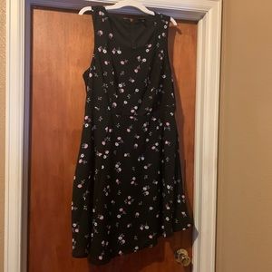 Black with pink and white flowers skater dress.